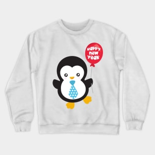 New Year Penguin, Happy New Year, Balloon, Tie Crewneck Sweatshirt